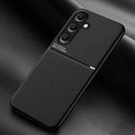 For Samsung Galaxy S25 5G Classic Tilt Strip Grain Magnetic PC Hybrid TPU Phone Case(Black)