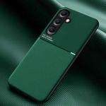 For Samsung Galaxy S25 5G Classic Tilt Strip Grain Magnetic PC Hybrid TPU Phone Case(Green)