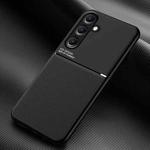 For Samsung Galaxy S25+ 5G Classic Tilt Strip Grain Magnetic PC Hybrid TPU Phone Case(Black)