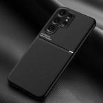 For Samsung Galaxy S25 Ultra 5G Classic Tilt Strip Grain Magnetic PC Hybrid TPU Phone Case(Black)