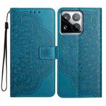 For Xiaomi 15 Pro Flower Embossed Leather Phone Case(Blue)
