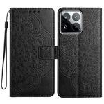 For Xiaomi 15 Pro Flower Embossed Leather Phone Case(Black)