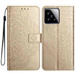 For Xiaomi 15 Flower Embossed Leather Phone Case(Gold)
