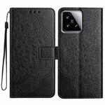 For Xiaomi 15 Flower Embossed Leather Phone Case(Black)