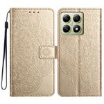 For Xiaomi 15T Pro 5G Flower Embossed Leather Phone Case(Gold)