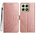 For Xiaomi 15T 5G Flower Embossed Leather Phone Case(Rose Gold)