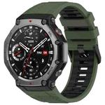 For Amazfit T-Rex 3 Two Color Black Buckle Silicone Watch Band(Olive Green Black)