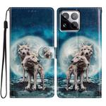 For Xiaomi 15 Pro Colored Drawing Leather Phone Case(Twin Wolves)