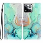 For Xiaomi 15 Pro Colored Drawing Leather Phone Case(Green Marble)
