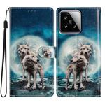 For Xiaomi 15 Colored Drawing Leather Phone Case(Twin Wolves)