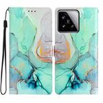 For Xiaomi 15 Colored Drawing Leather Phone Case(Green Marble)