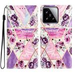 For Xiaomi 15 Colored Drawing Leather Phone Case(Purple Marble)