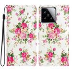 For Xiaomi 15 Colored Drawing Leather Phone Case(Peonies)