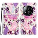 For Redmi Note 14 Pro+ 5G Colored Drawing Leather Phone Case(Purple Marble)