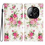 For Redmi Note 14 Pro+ 5G Colored Drawing Leather Phone Case(Peonies)
