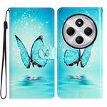 For Redmi A4 5G Colored Drawing Leather Phone Case(Blue Butterfly)