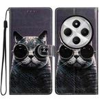 For Redmi A4 5G Colored Drawing Leather Phone Case(Sunglasses Cat)