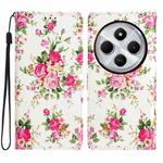 For Redmi A4 5G Colored Drawing Leather Phone Case(Peonies)