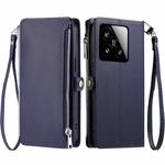 For Xiaomi 15 Leather Stitching Multi-card Slot Zipper Phone Case(Blue)