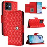 For Cubot Note 40 Rhombic Texture Flip Leather Phone Case with Lanyard(Red)