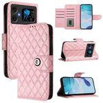 For Cubot A20 Rhombic Texture Flip Leather Phone Case with Lanyard(Pink)