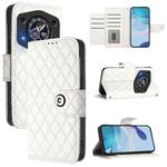 For Cubot A30 Rhombic Texture Flip Leather Phone Case with Lanyard(White)