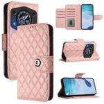 For Cubot A30 Rhombic Texture Flip Leather Phone Case with Lanyard(Coral Pink)