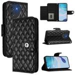 For Doogee Note 59 5G / Note 59 Pro Rhombic Texture Flip Leather Phone Case with Lanyard(Black)