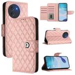 For Doogee Note 59 5G / Note 59 Pro Rhombic Texture Flip Leather Phone Case with Lanyard(Coral Pink)