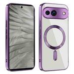 For Google Pixel 7a CD Texture Plating TPU MagSafe Phone Case(Dark Purple)