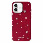 For iPhone 16 Christmas Series Frosted PC Hybrid TPU Leather Phone Case(Snowflakes)