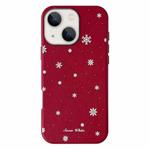 For iPhone 15 Plus Christmas Series Frosted PC Hybrid TPU Leather Phone Case(Snowflakes)