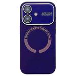 For iPhone 16 Plus Large Window Acrylic Glass Lens MagSafe Silicone Phone Case(Dark Purple)