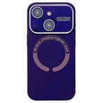 For iPhone 15 Plus Large Window Acrylic Glass Lens MagSafe Silicone Phone Case(Dark Purple)