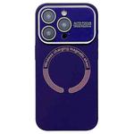 For iPhone 14 Pro Large Window Acrylic Glass Lens MagSafe Silicone Phone Case(Dark Purple)