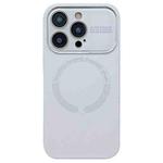 For iPhone 13 Pro Large Window Acrylic Glass Lens MagSafe Silicone Phone Case(White)