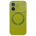 For iPhone 11 Large Window Acrylic Glass Lens MagSafe Silicone Phone Case(Willow Green)