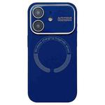 For iPhone 11 Large Window Acrylic Glass Lens MagSafe Silicone Phone Case(Navy Blue)