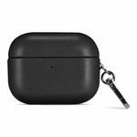 For AirPods 4 Gloss Oil PU Leather Wireless Bluetooth Earphone Protective Case(Black)