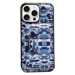 For iPhone 16 Pro Camouflage Eiderdown Airbag Phone Case(Blue-B)