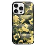 For iPhone 14 Pro Camouflage Eiderdown Airbag Phone Case(Green-A)