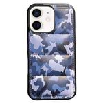 For iPhone 12 Camouflage Eiderdown Airbag Phone Case(Blue-A)