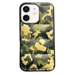 For iPhone 12 Camouflage Eiderdown Airbag Phone Case(Green-A)