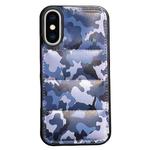 For iPhone XS / X Camouflage Eiderdown Airbag Phone Case(Blue-A)