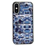 For iPhone XS / X Camouflage Eiderdown Airbag Phone Case(Blue-B)