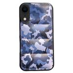 For iPhone XR Camouflage Eiderdown Airbag Phone Case(Blue-A)