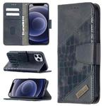 For iPhone 12 mini Matching Color Crocodile Texture Horizontal Flip PU Leather Case with Wallet & Holder & Card Slots(Black)