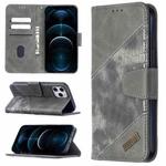For iPhone 12 Pro Max Matching Color Crocodile Texture Horizontal Flip PU Leather Case with Wallet & Holder & Card Slots(Grey)