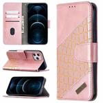 For iPhone 12 Pro Max Matching Color Crocodile Texture Horizontal Flip PU Leather Case with Wallet & Holder & Card Slots(Rose Gold)
