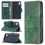 For Huawei Y5(2019) Matching Color Crocodile Texture Horizontal Flip PU Leather Case with Wallet & Holder & Card Slots(Green)